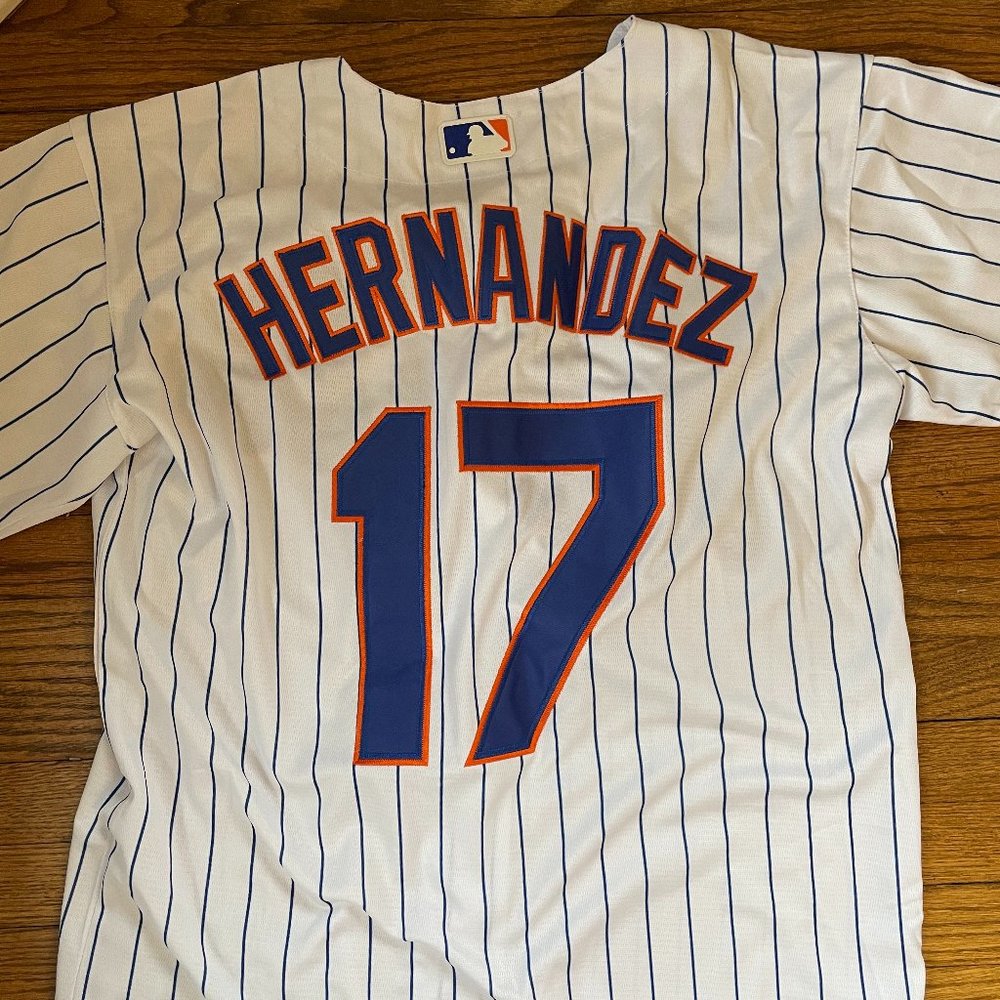 Mets Keith Hernandez #17 white striped jersey, size adult small